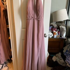 Azazie Mauve Halter Wedding Dress